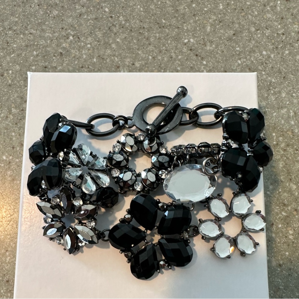 Black and Silver Floral Bracelet